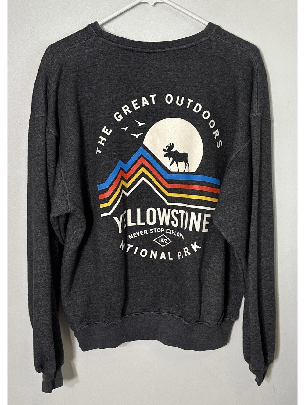 Pacific & Co Dark Grey Yellowstone Sweatshirt Vintage Style Graphic Print Large